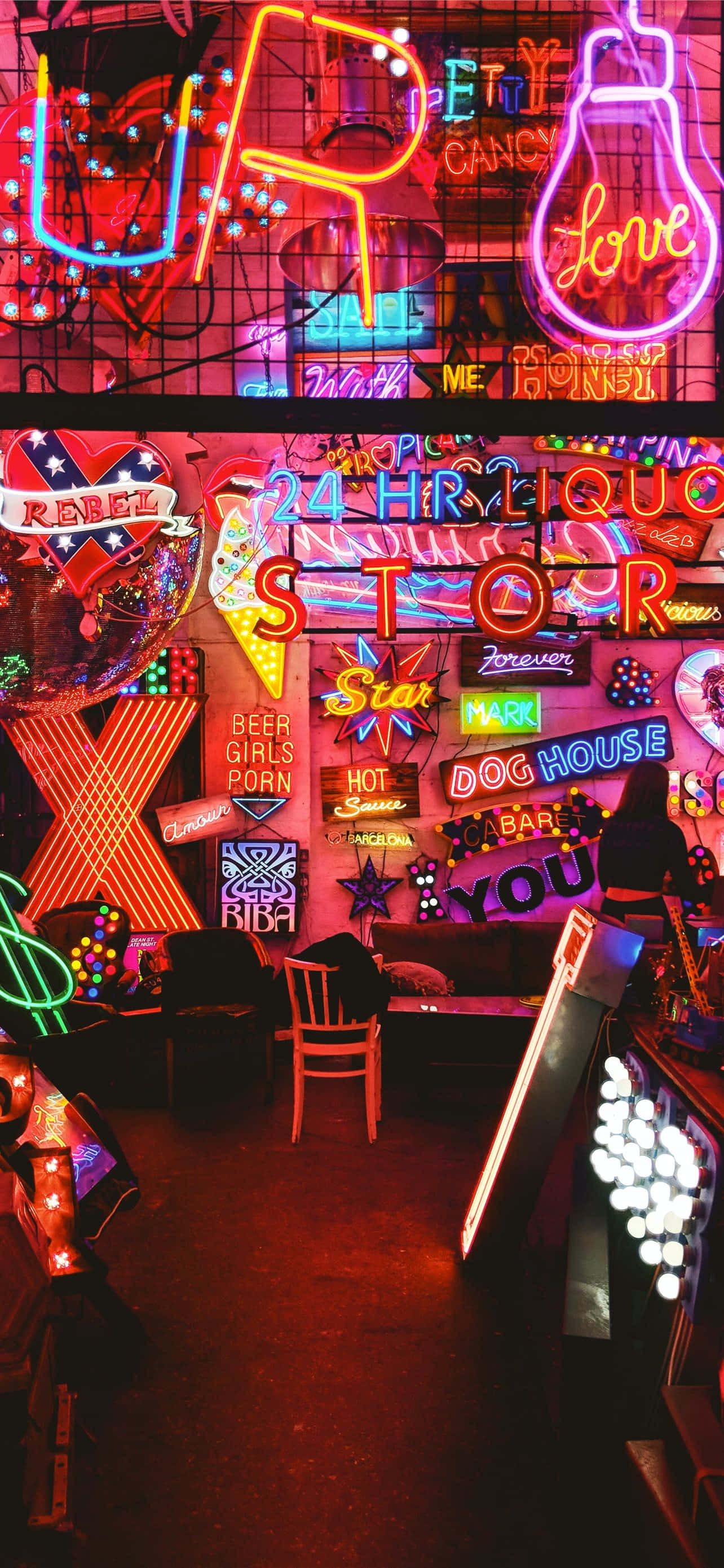 Lewendige Neon Spektrum Ontploffing Muurpapier