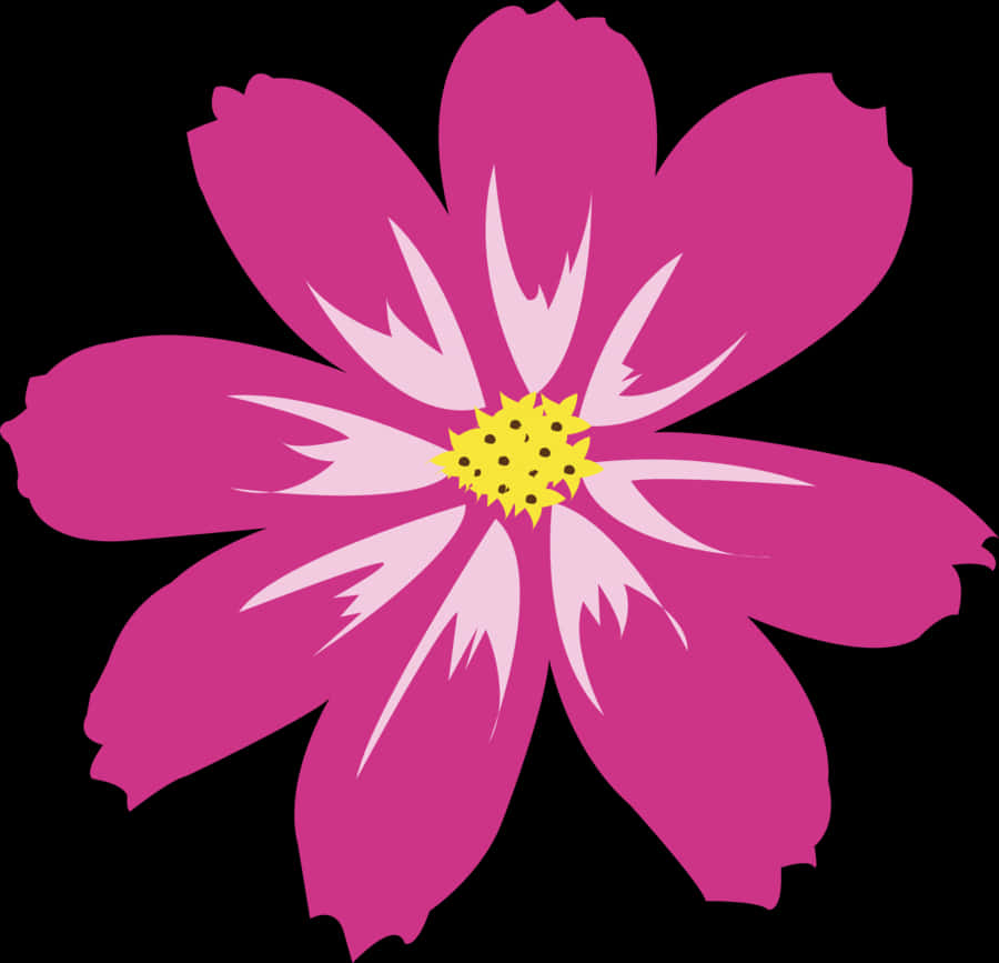 Lewendige Pienk Blomillustrasie Muurpapier