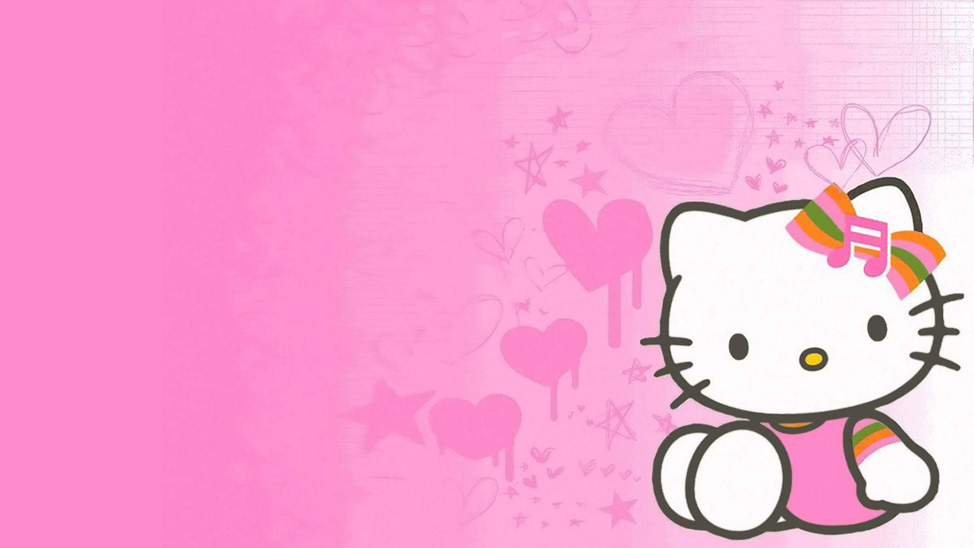 Lewendige Pienk Hello Kitty Muurpapier