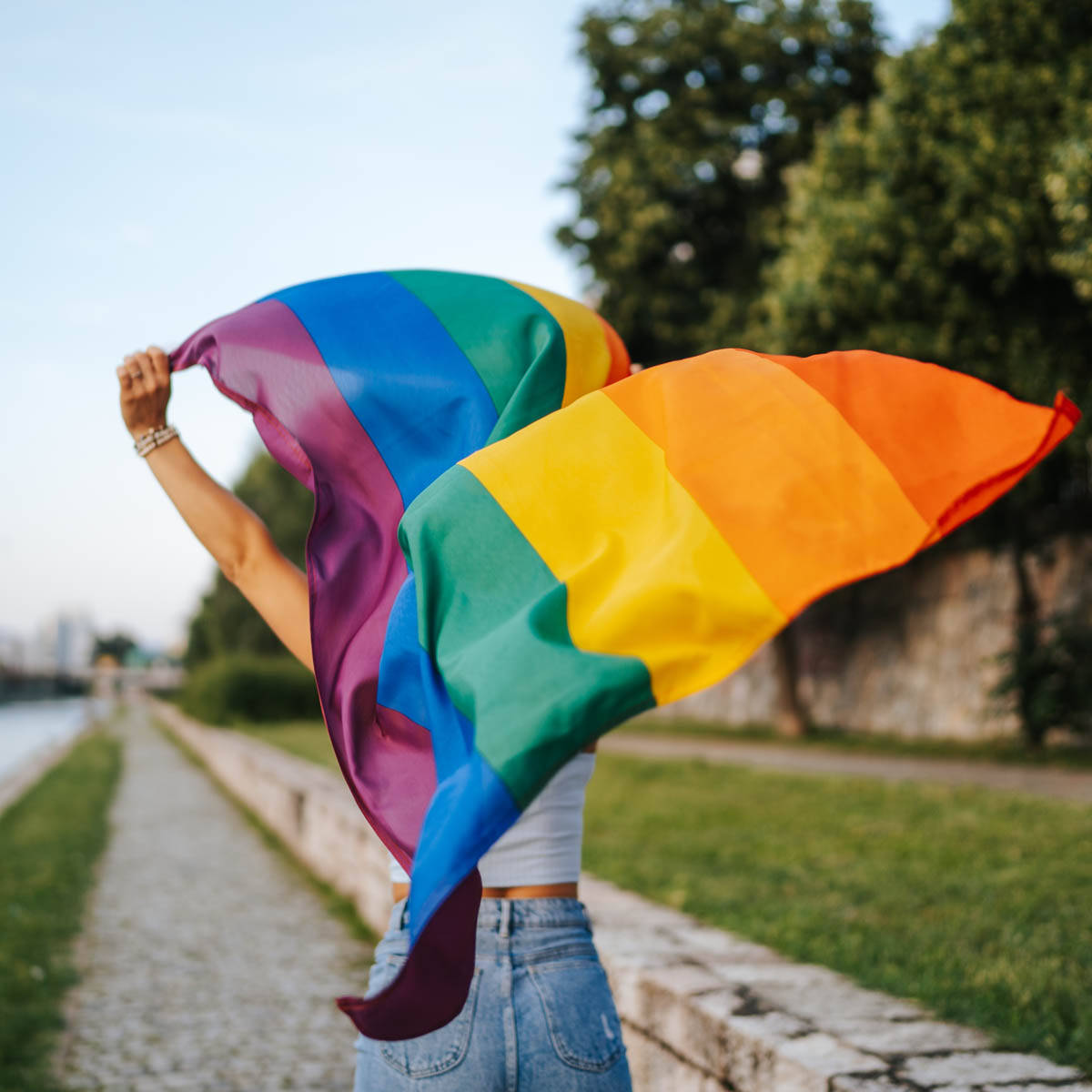 Liefde Is Liefde Meisie Met Trotsvlag Muurpapier