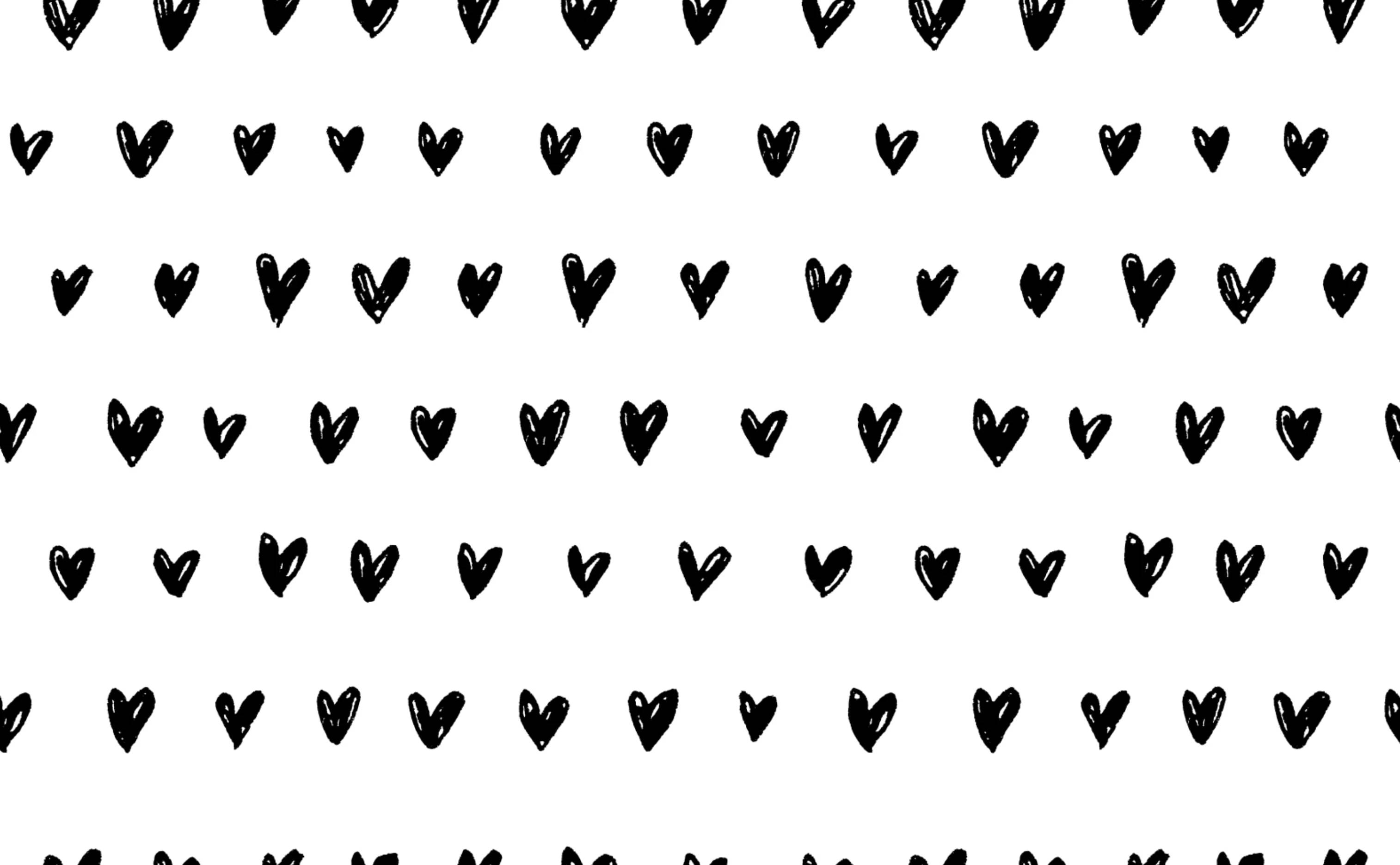 Liefde Swart En Wit Hart Pen Doodles Muurpapier