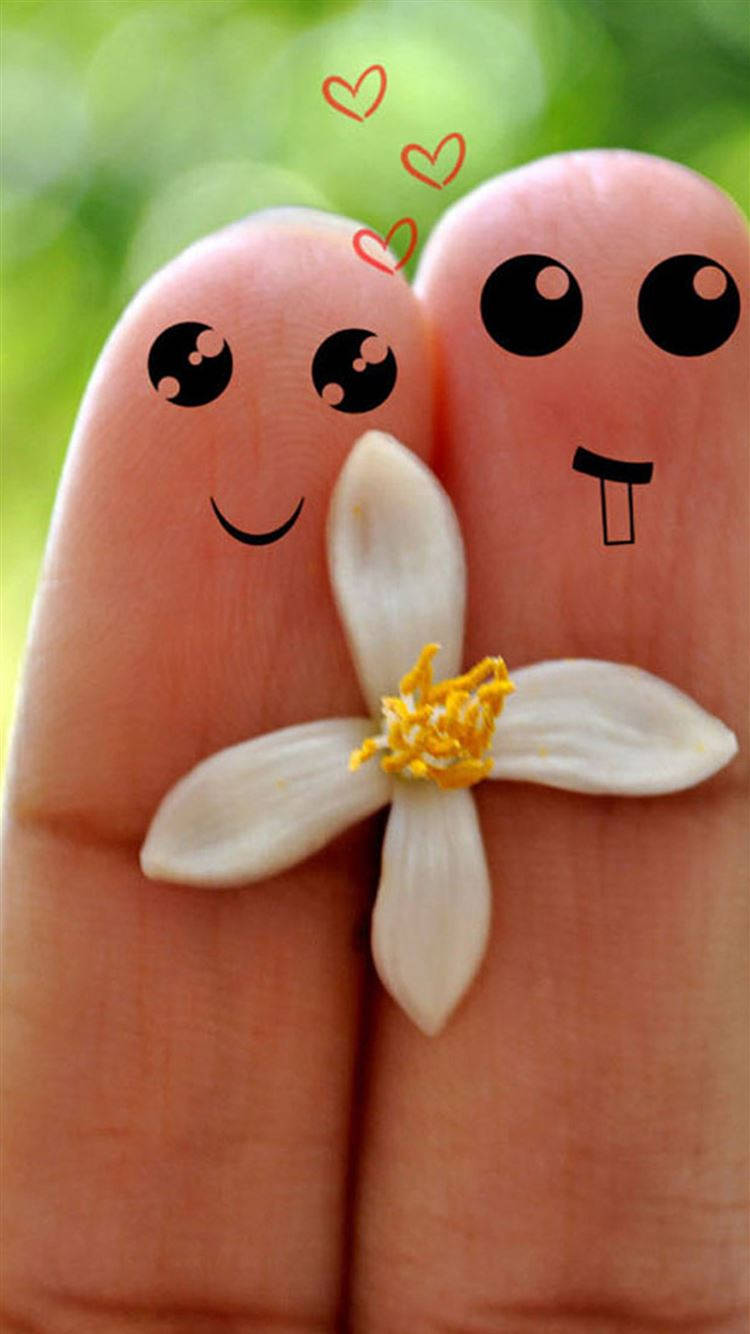 Liefde Tekenprent Vingers Muurpapier