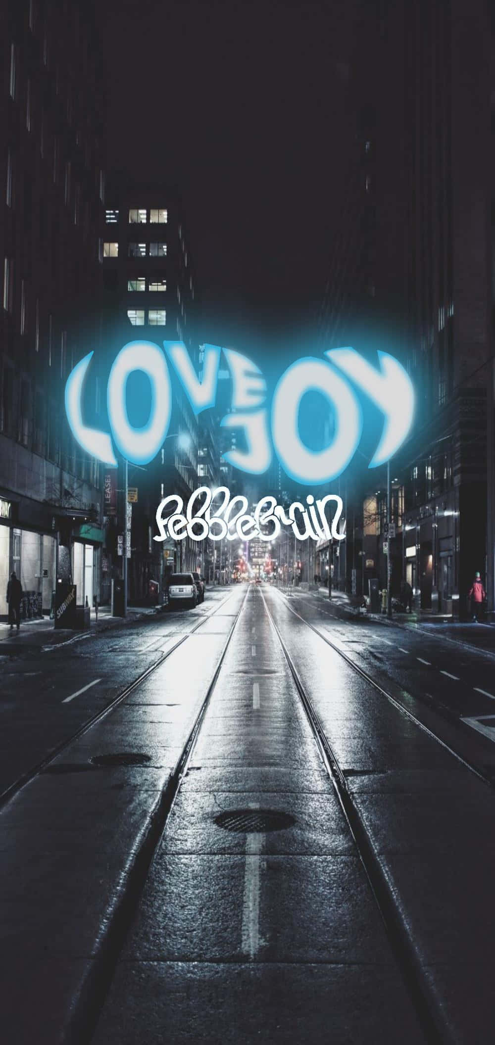 Liefde Vreugde Neonblou Lettering Muurpapier