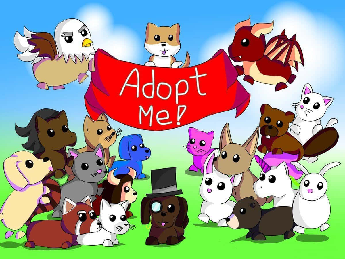 Lieflike Adopt Me Agtergrond Videospeletjie Waaierkuns Muurpapier