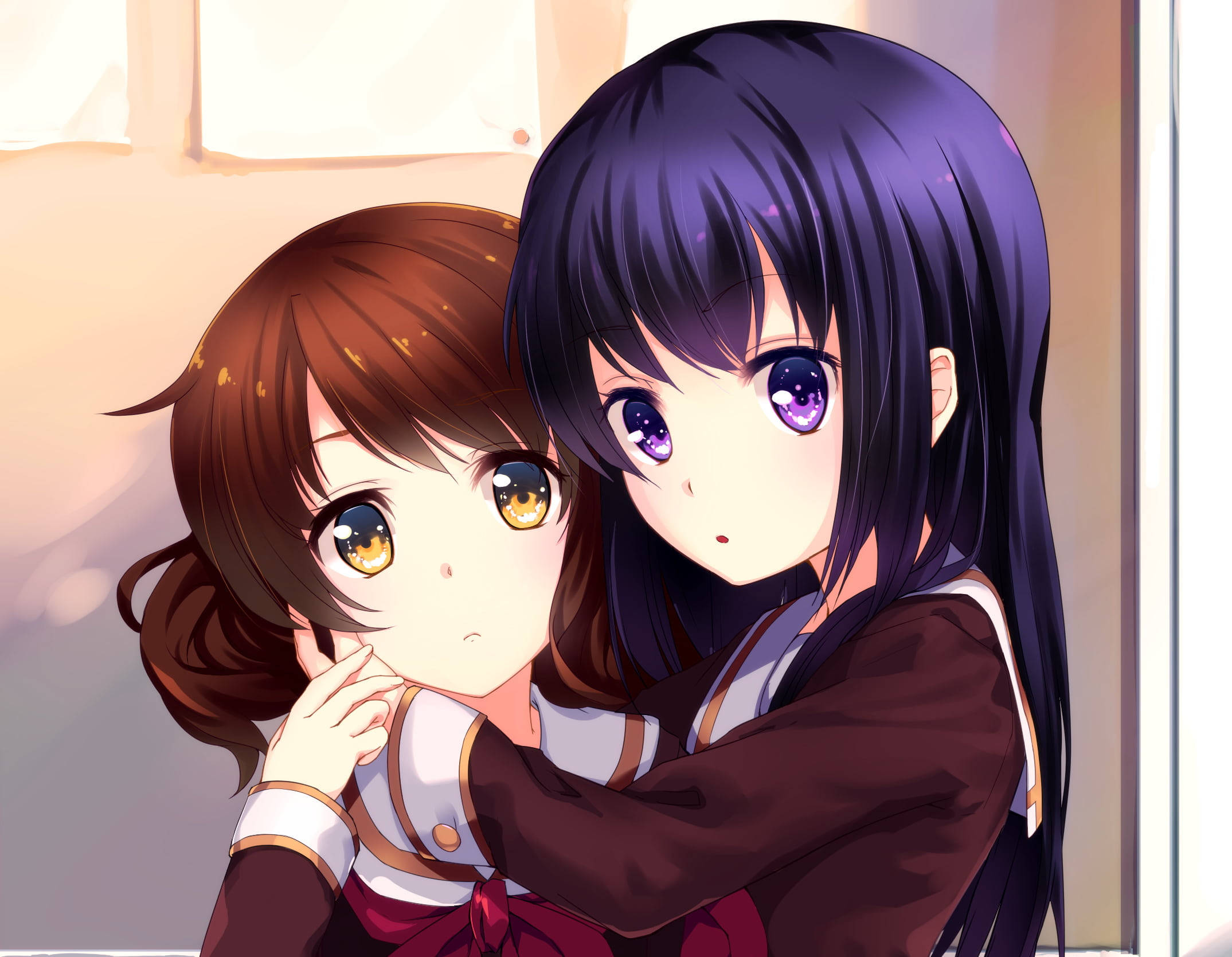 Lieflike Anime Lesbiërs Muurpapier