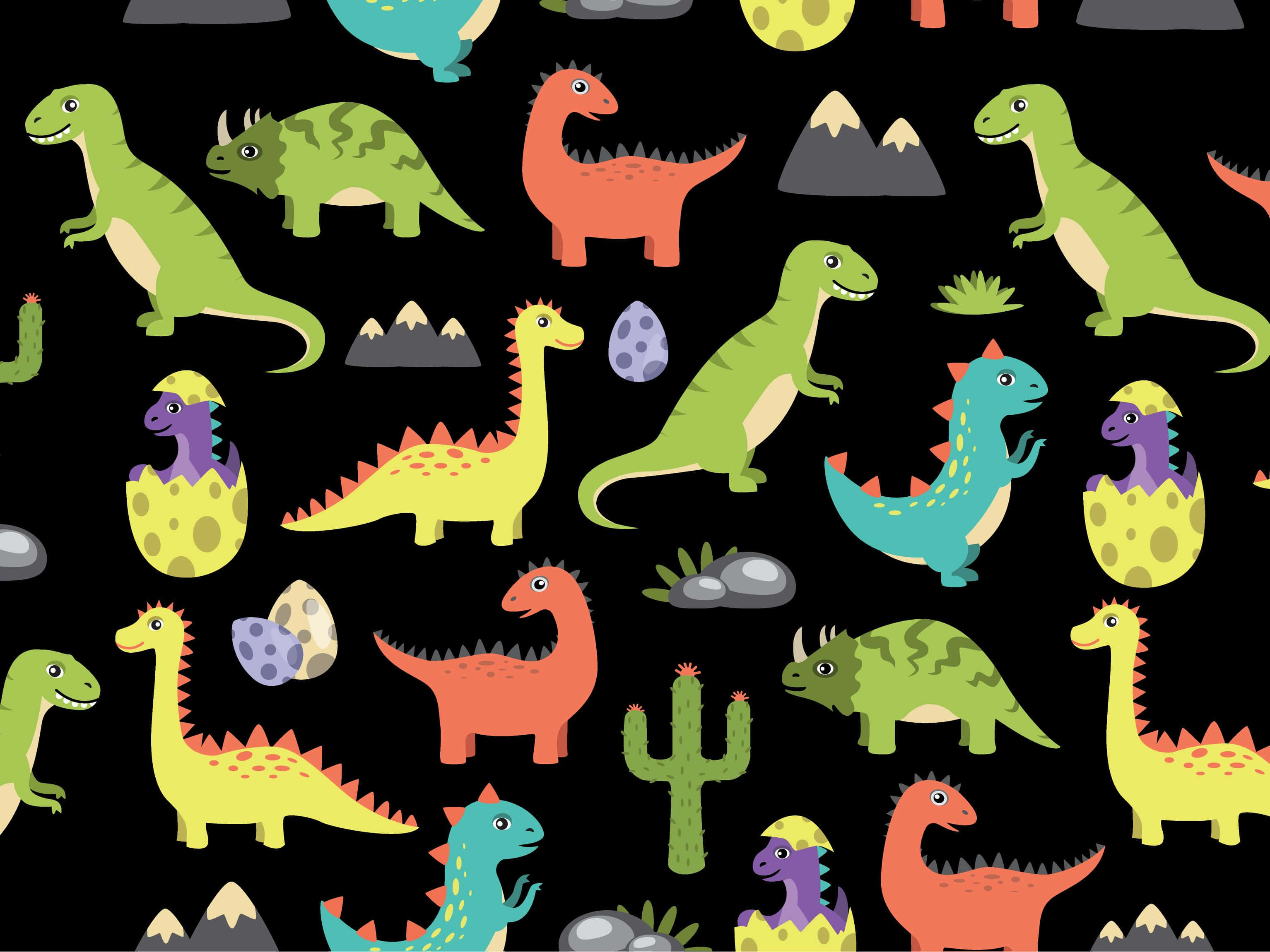 Lieflike Groen Dinosourus Verken die Welige Woud Muurpapier