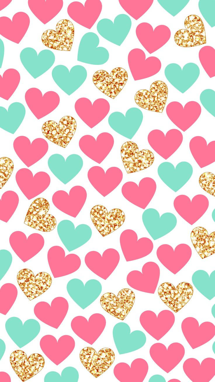 Lieflike Liefdeshart in Verskillende Kleure Muurpapier