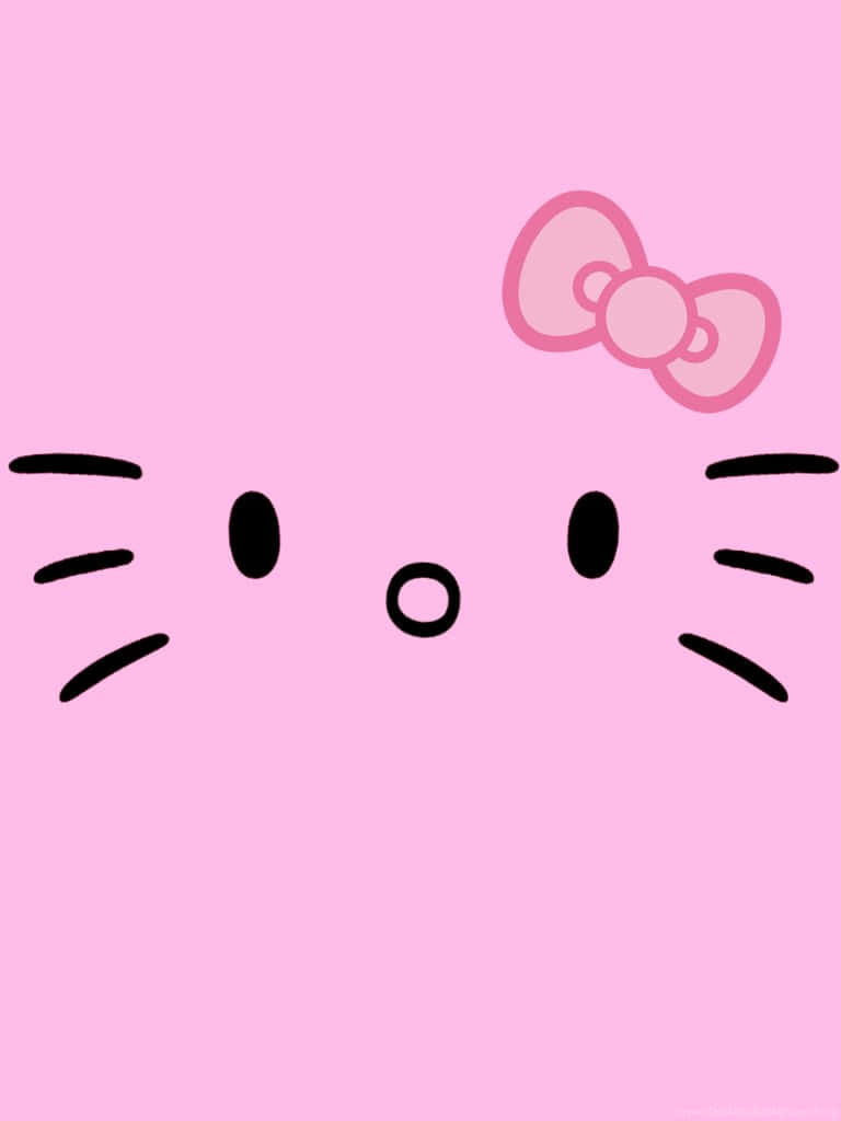 Lieflike Pienk Hello Kitty Tekening Muurpapier