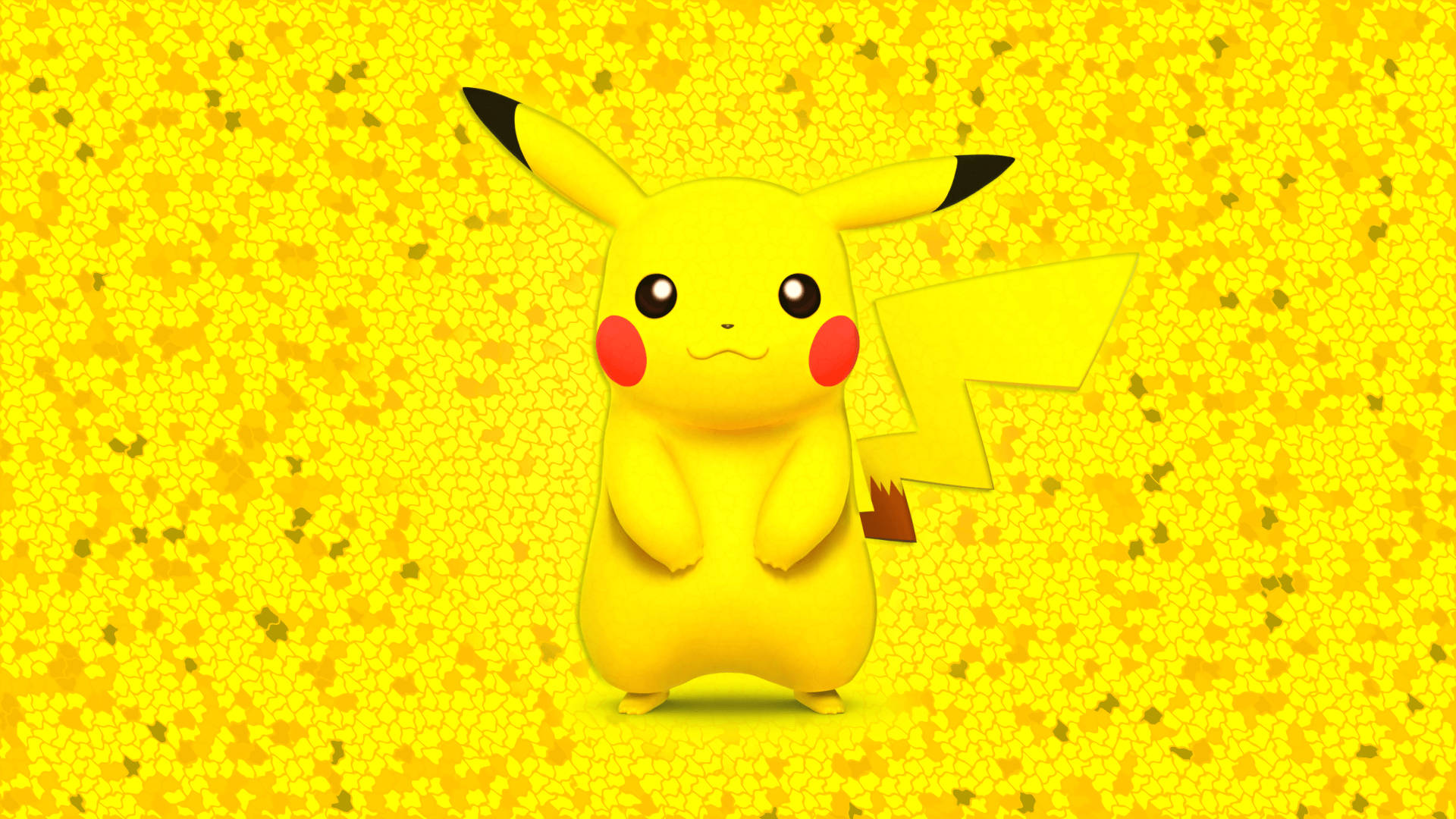 Agtergrond van Pikachu te midde van geel collage vlokkies.