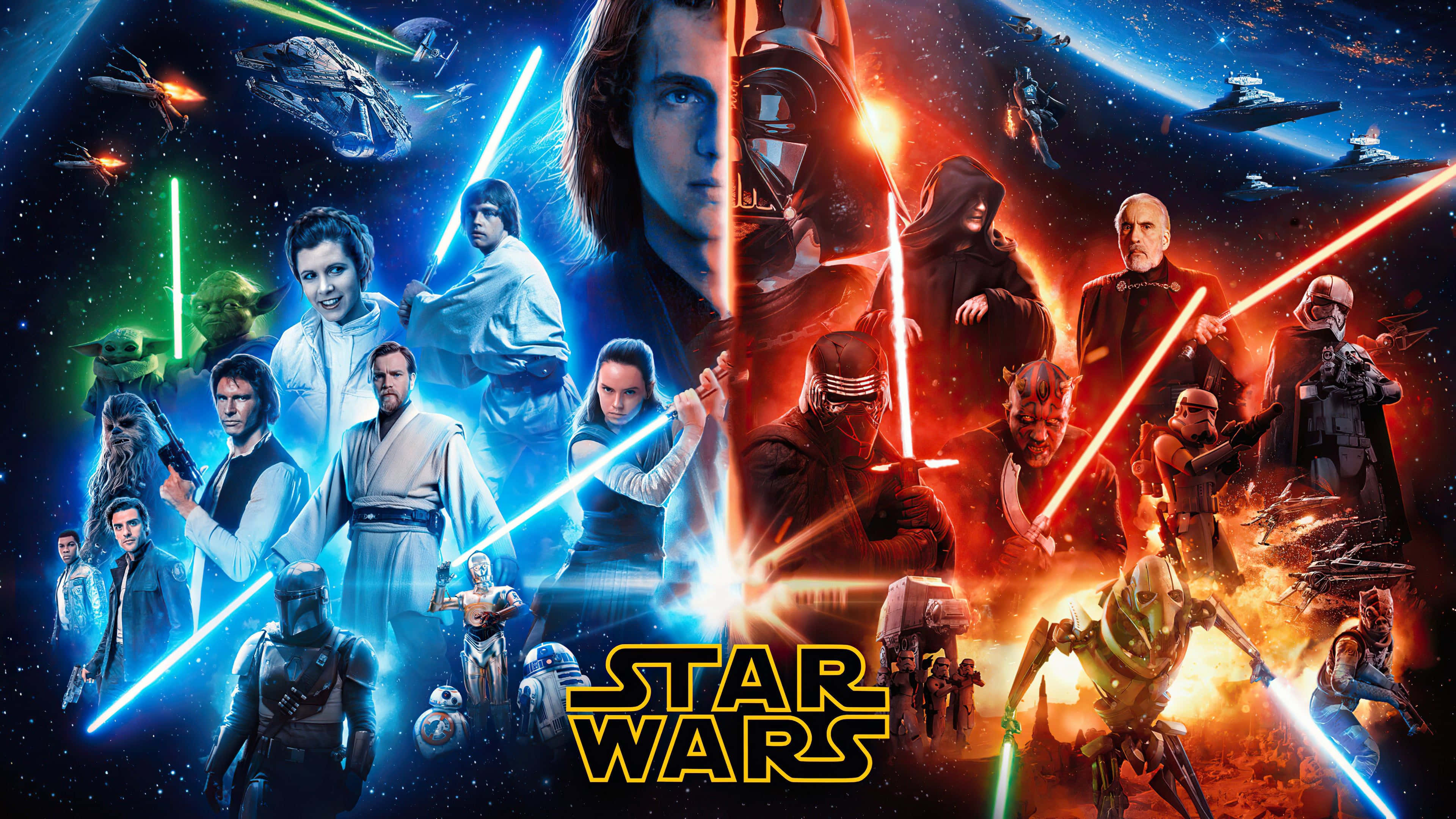 Lig en Donker Mag Star Wars Agtergrond Muurpapier