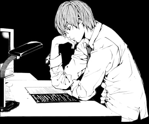 Light Yagami wat by lessenaar nadink — Oulik anime GIF Muurpapier