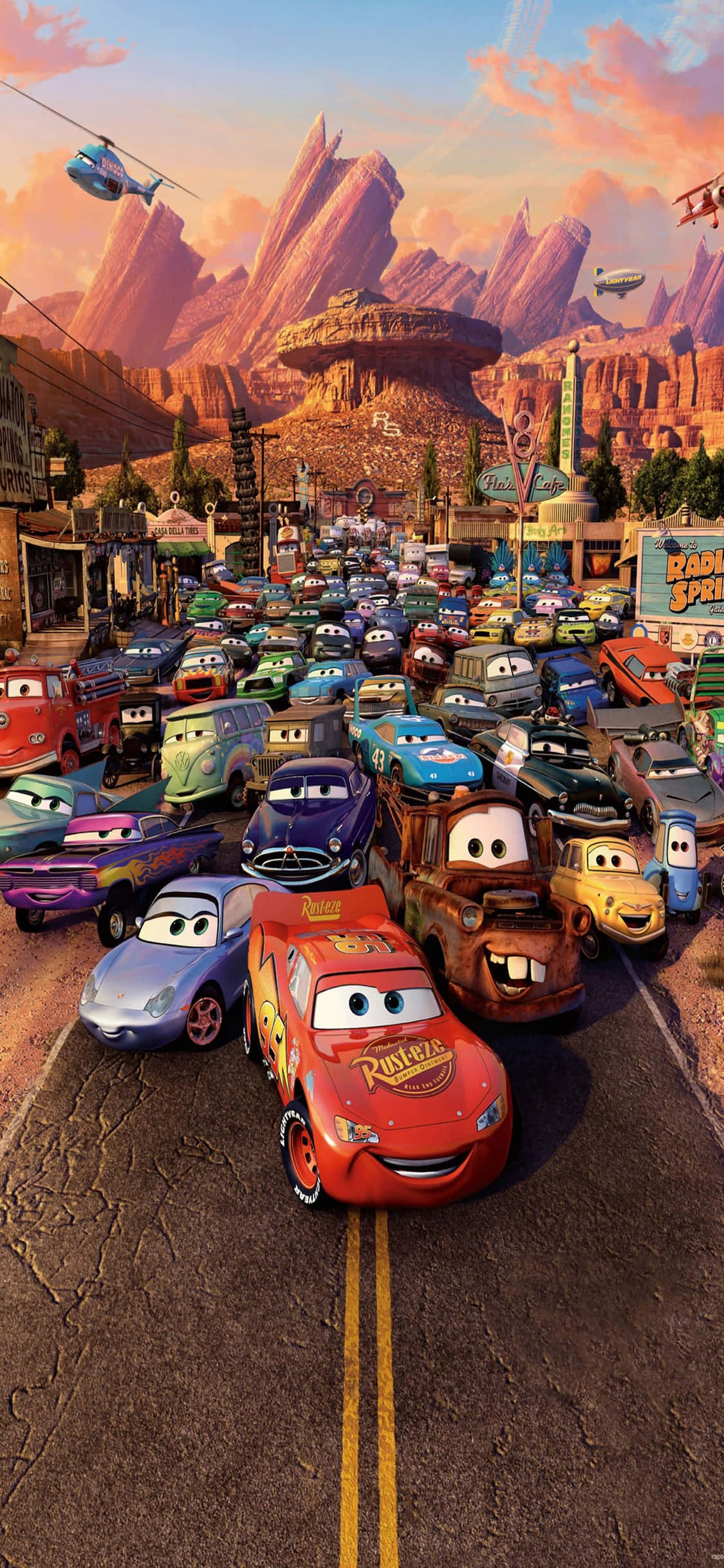 Lightning McQueen Vriende iPhone X Cars Agtergrond Muurpapier