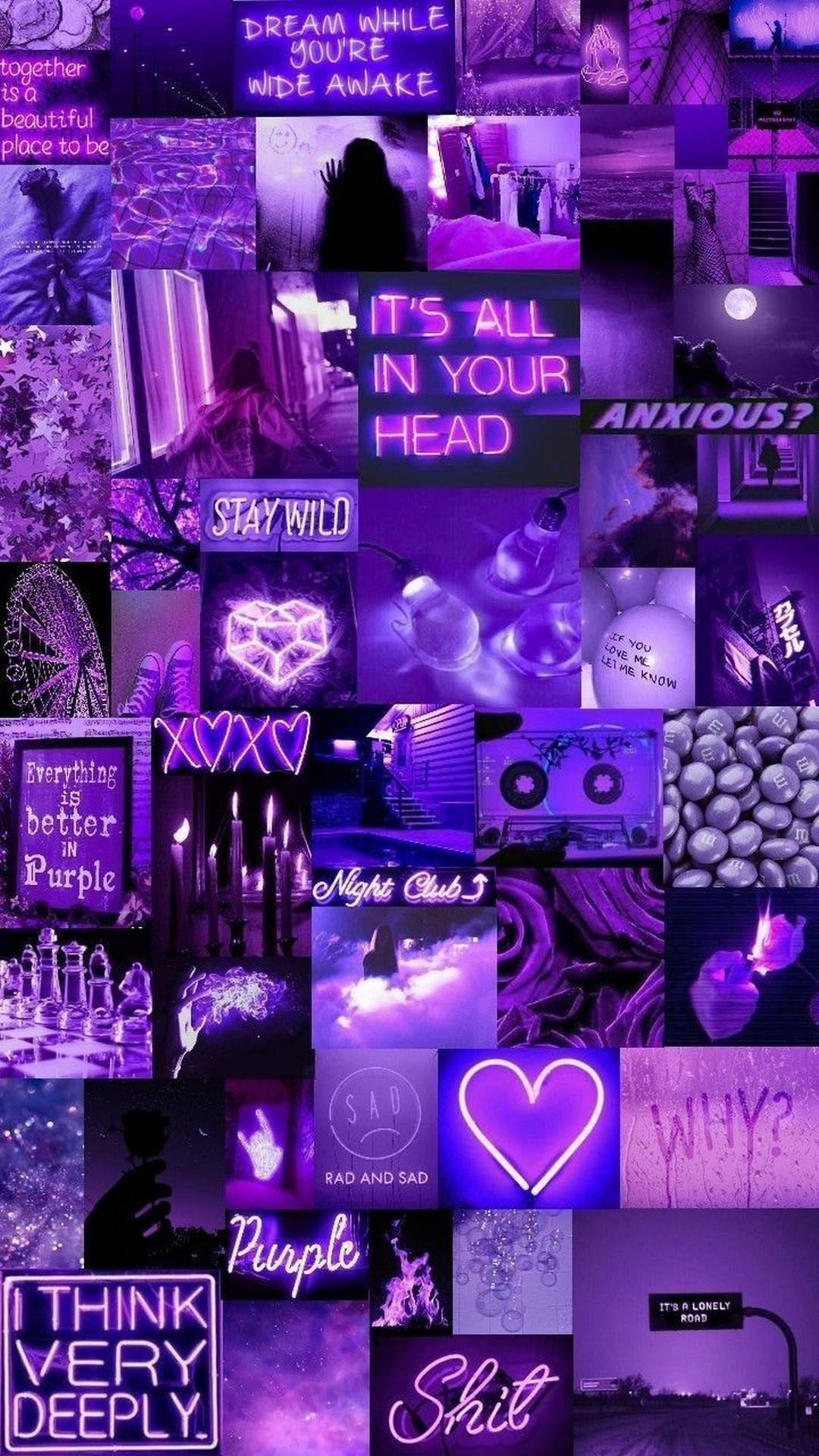 Ligpers Aëstetiese Neon Collage Muurpapier