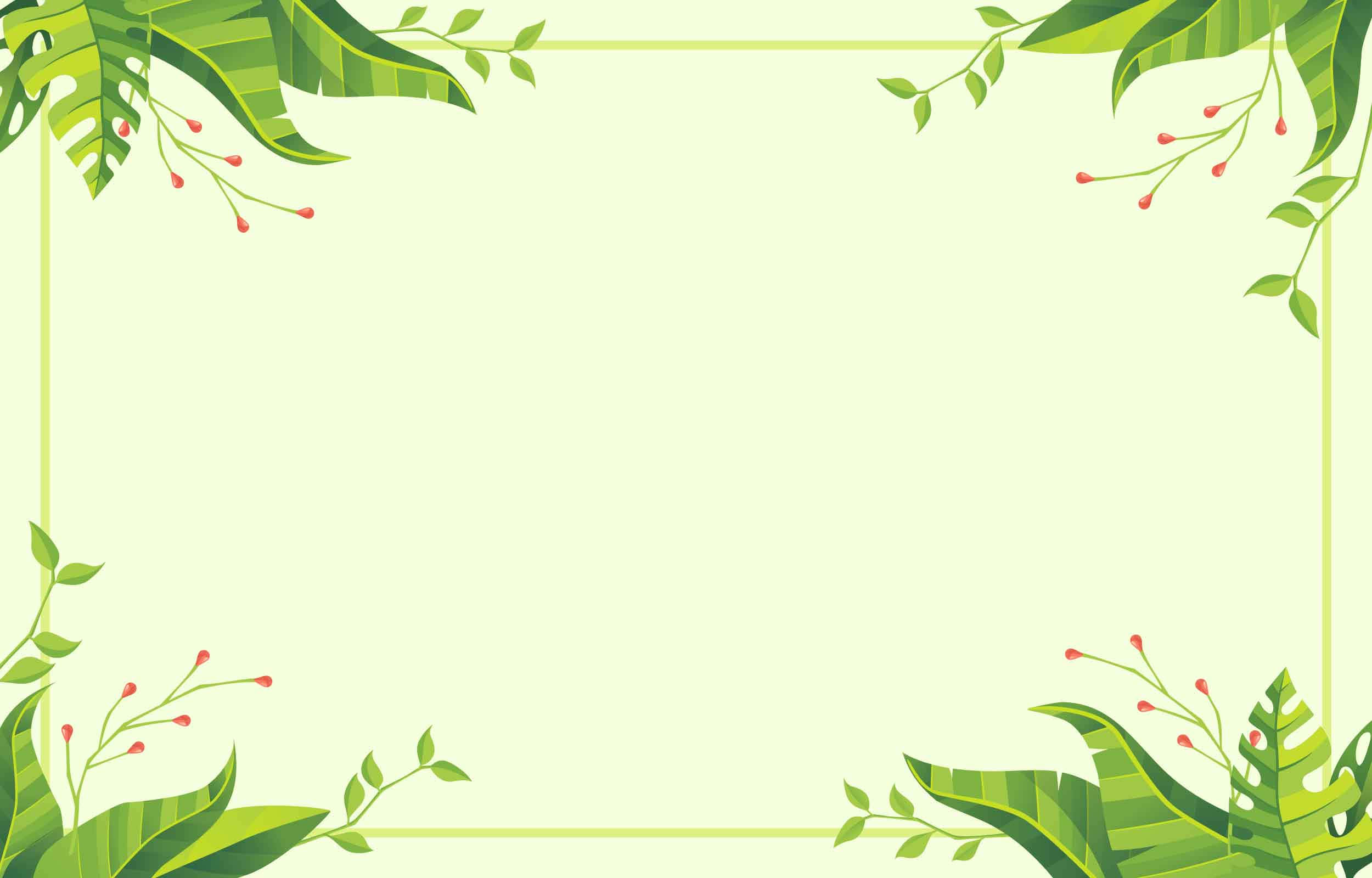 Ligte groen agtergrond met blare en blomme Muurpapier