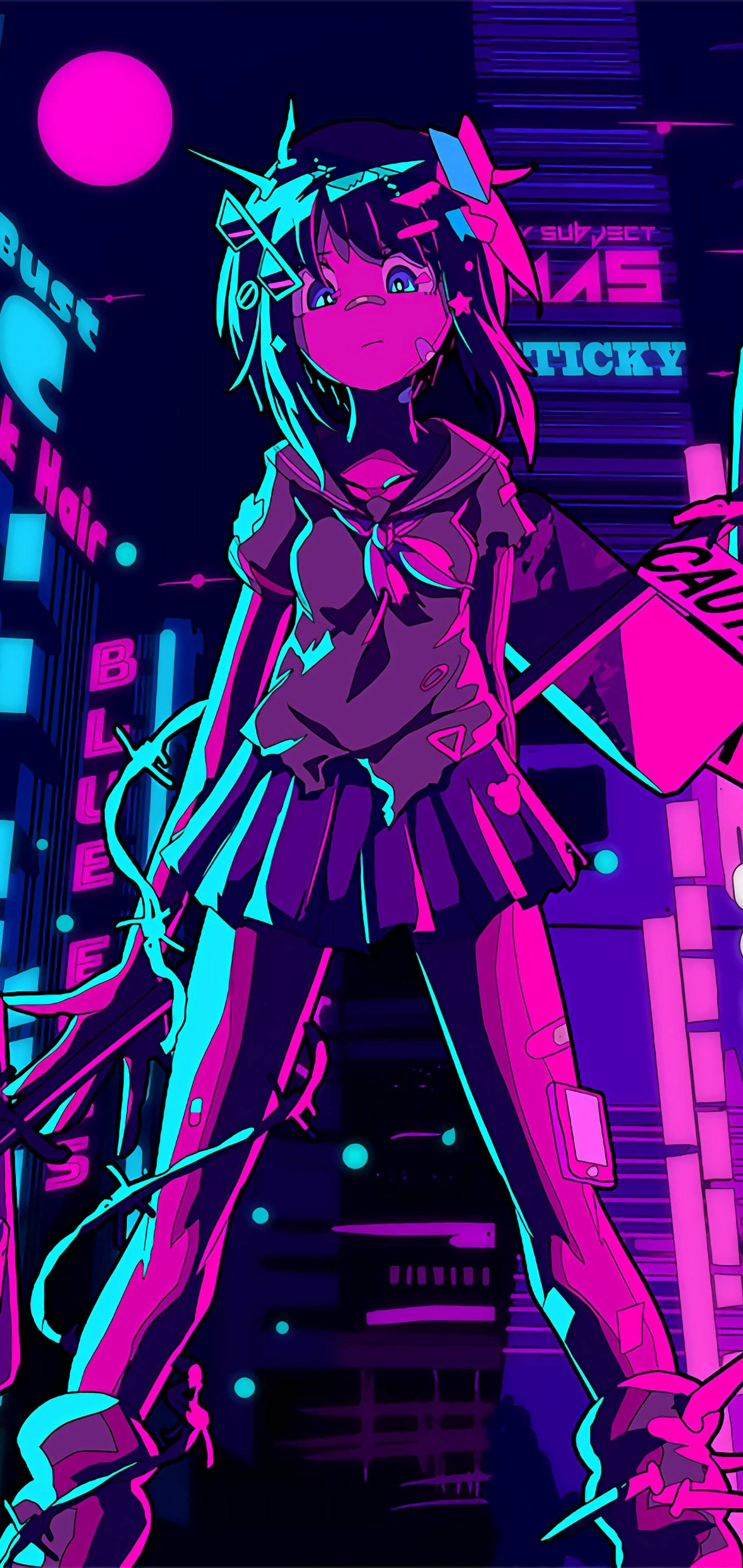 Ligte Pers Aesthetic Anime Meisie Muurpapier