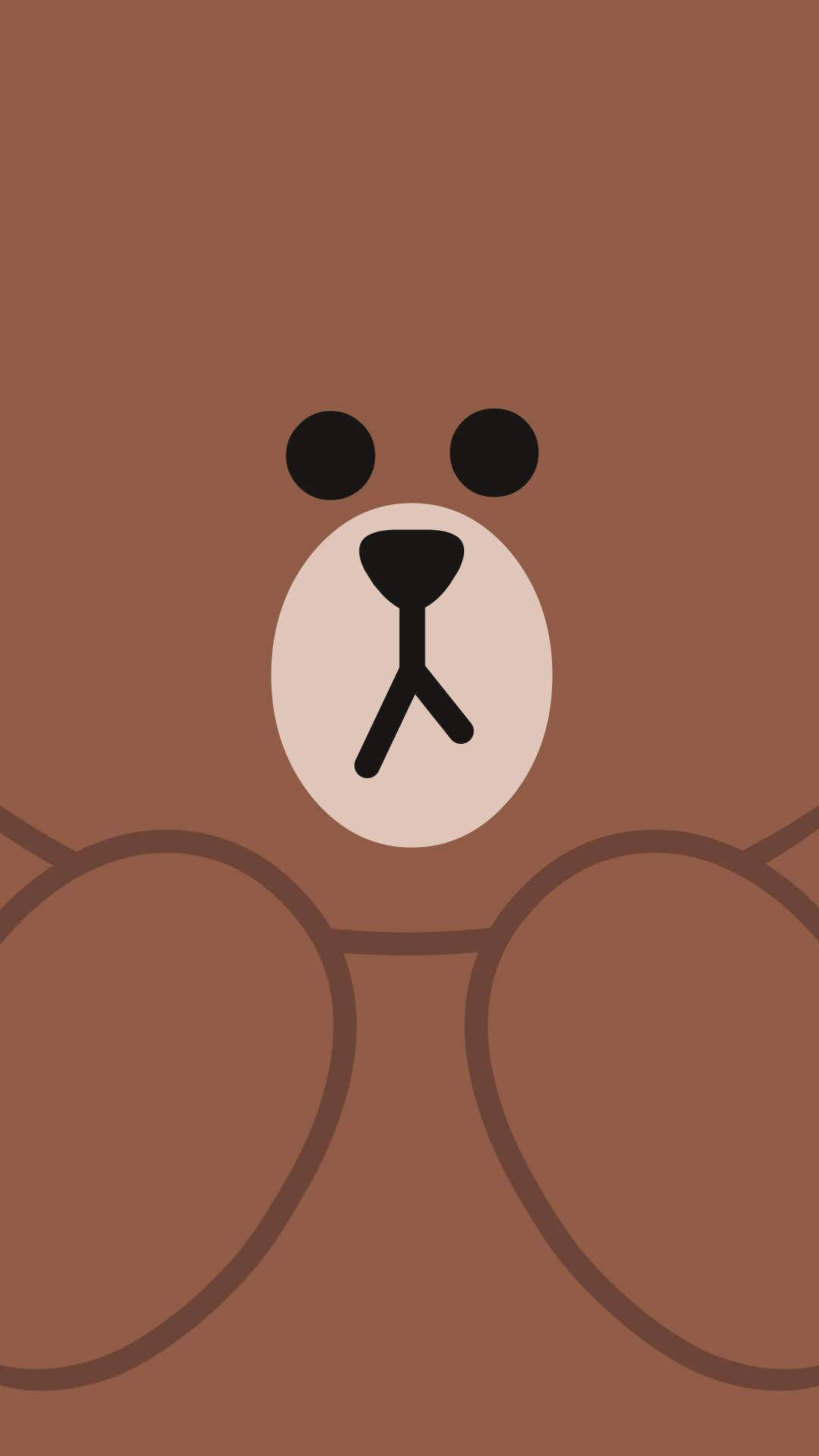 Line Friends Bruin Koreanse Beer Muurpapier