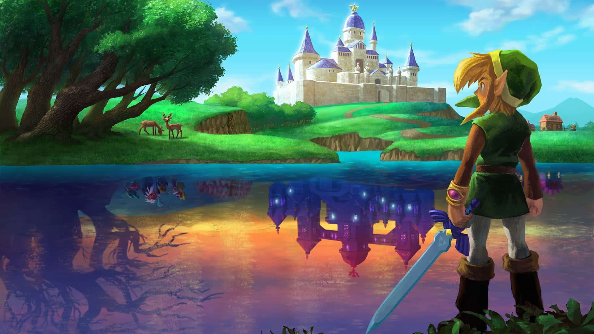 Link gereed om die mitologiese wêreld van The Legend of Zelda te verken Muurpapier