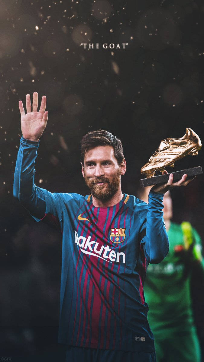 GOAT Lionel Messi met Goue Skoen trofee-toekenning muurpapier