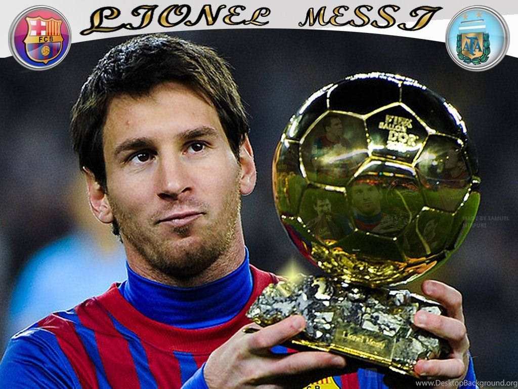 Lionel Messi met FIFA Ballon d'Or 2013-toekenning muurpapier