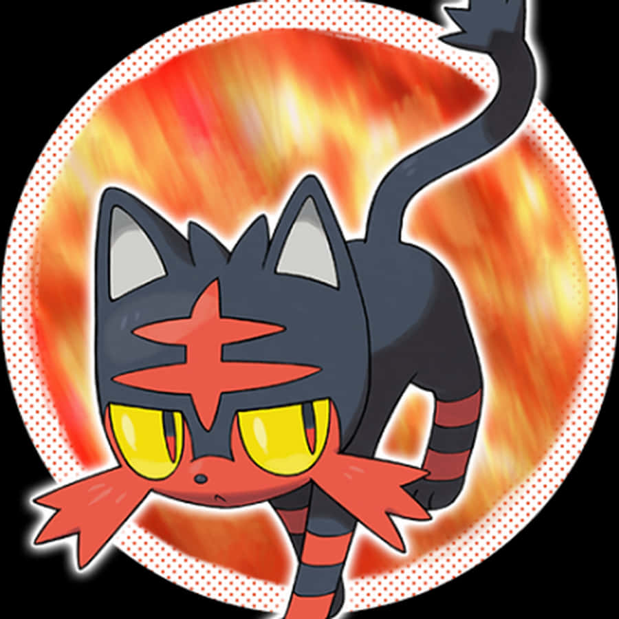 Litten met oranje sirkelgrafika Muurpapier
