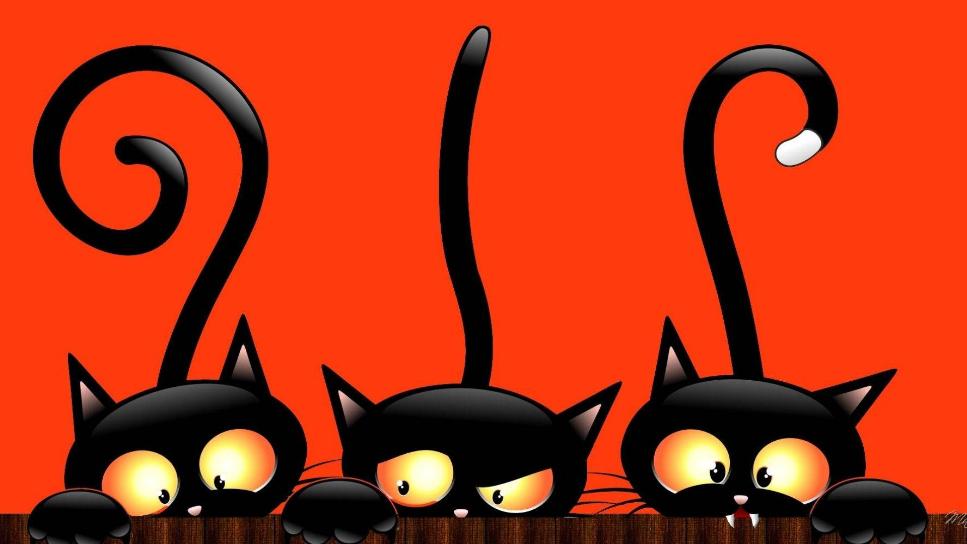 Loerende Kersfeeskatte in Halloween-styl Muurpapier