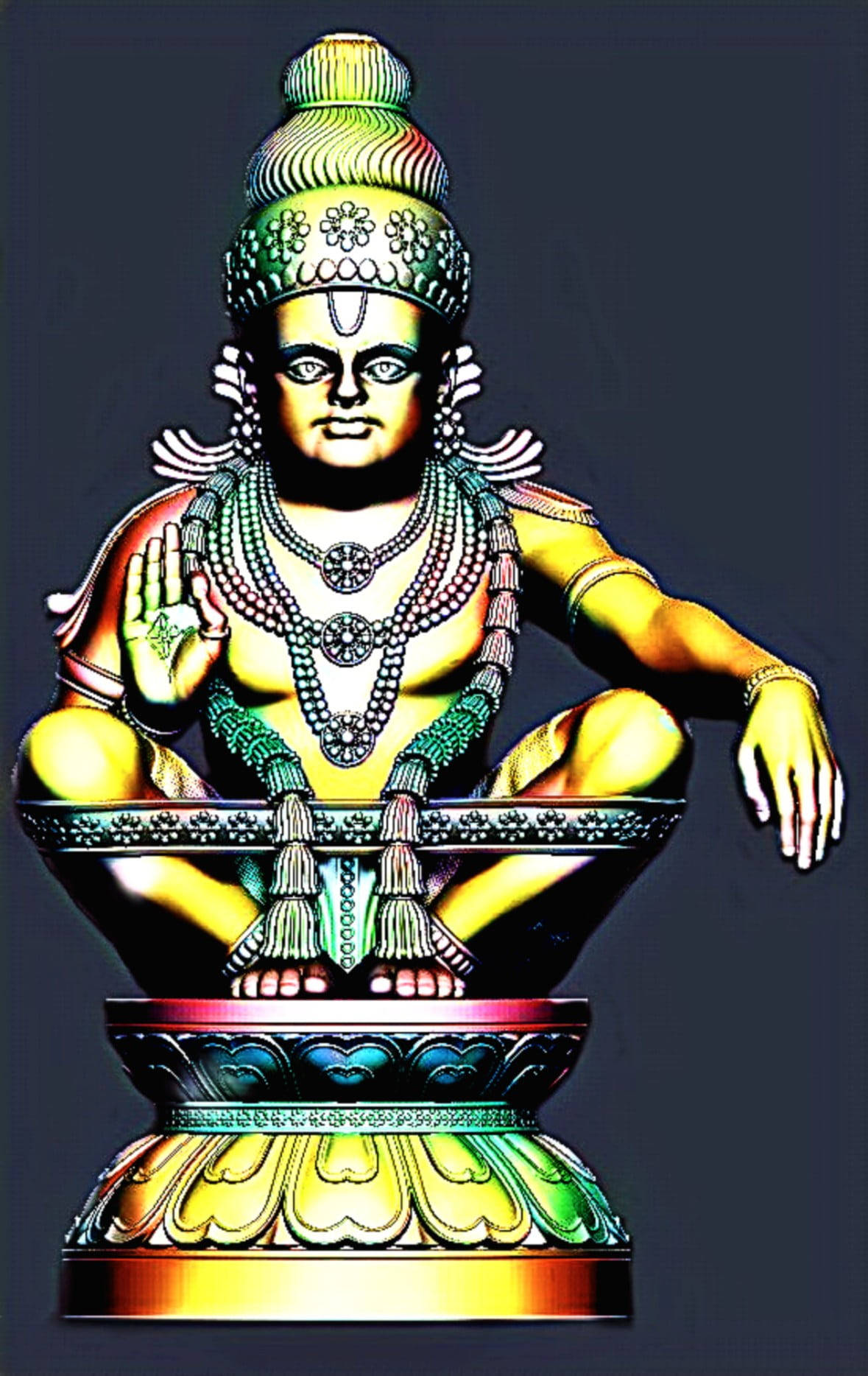 Lord Ayyappa Op Grys Agtergrond Muurpapier
