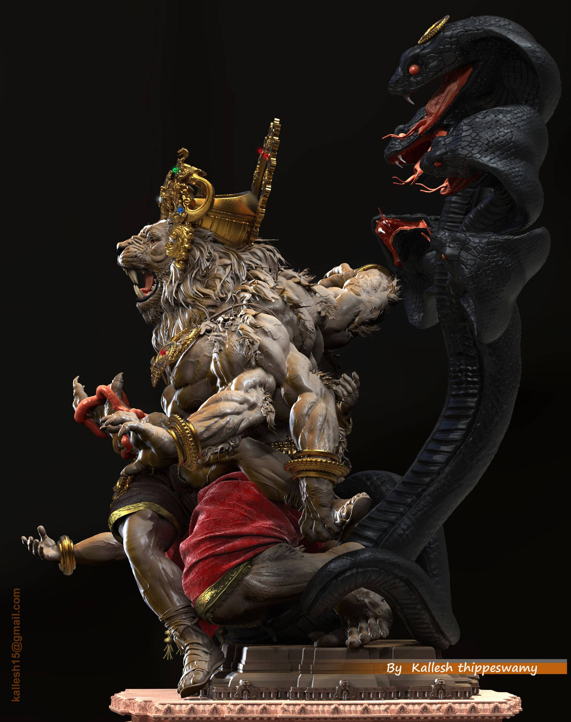 Lord Narasimha-standbeeld Muurpapier