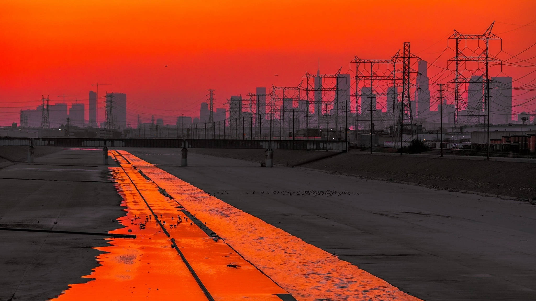 Los Angeles Sonsondergang by Snelweg Muurpapier