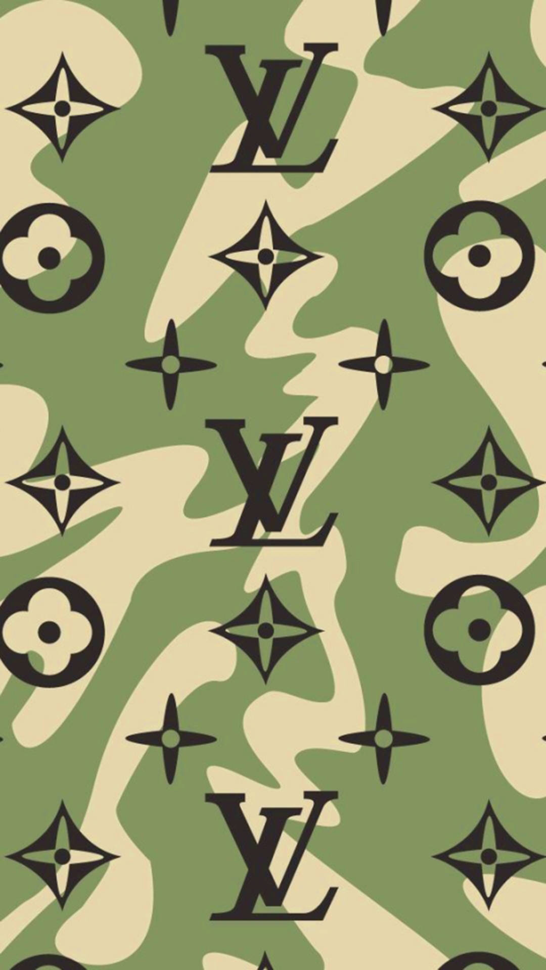Louis Vuitton Foon Groen Kamoeflering Muurpapier