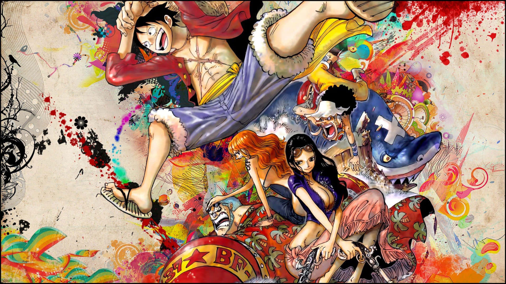 Luffy, die Hart van die Strooihoed Seerowers Muurpapier