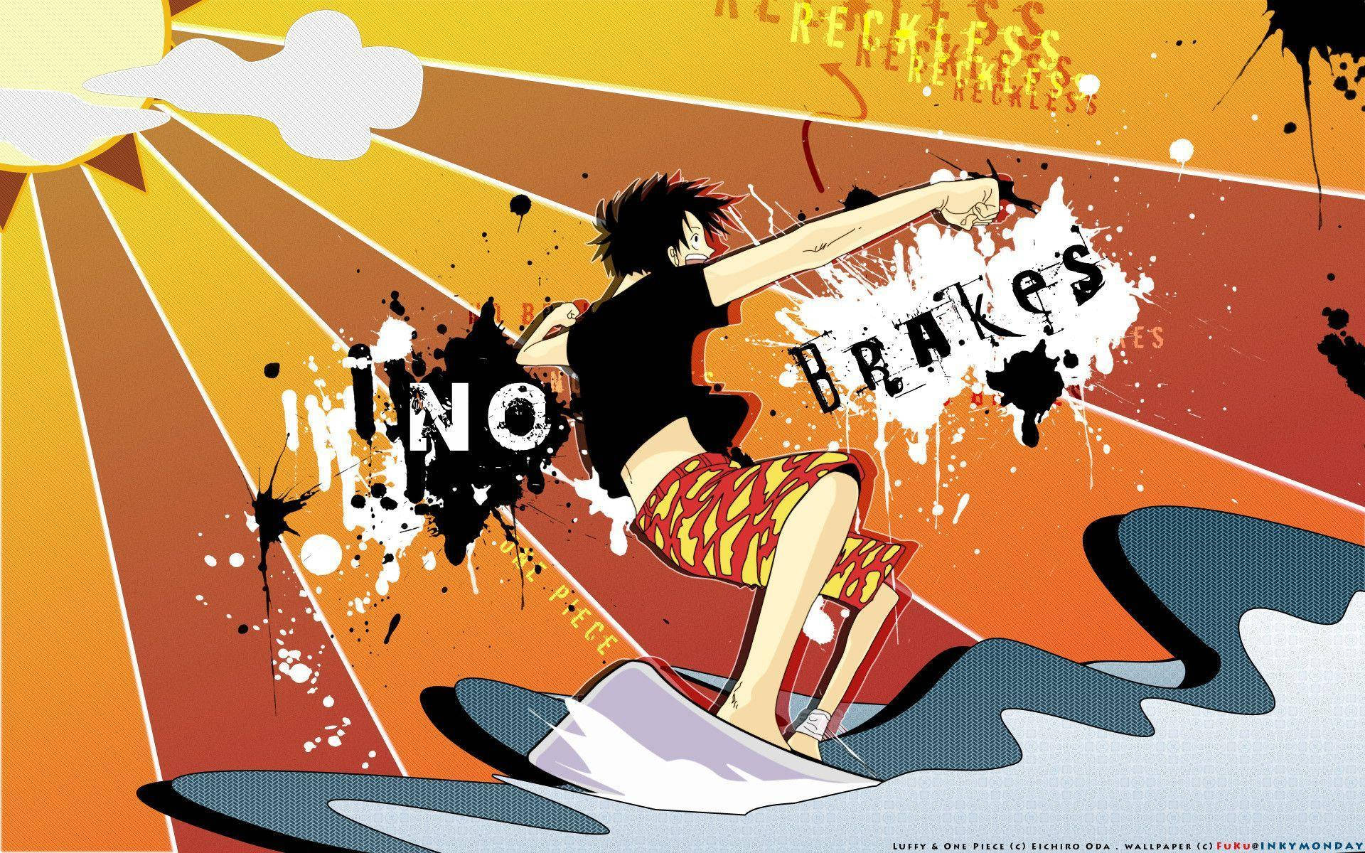 Luffy Die Seerower Branderplankry Fanart Muurpapier