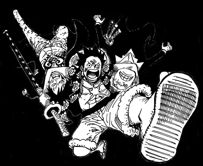 Luffy en die Bemanning Aksieskets Muurpapier