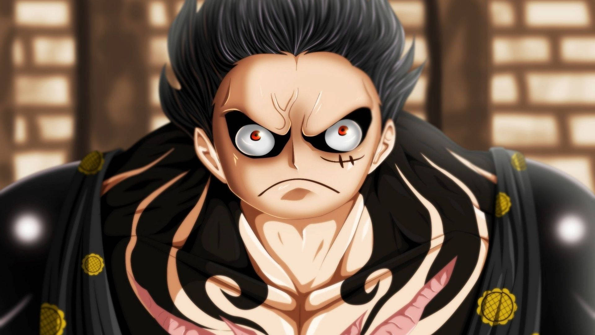Luffy Gear 4 Gesigskoot Muurpapier