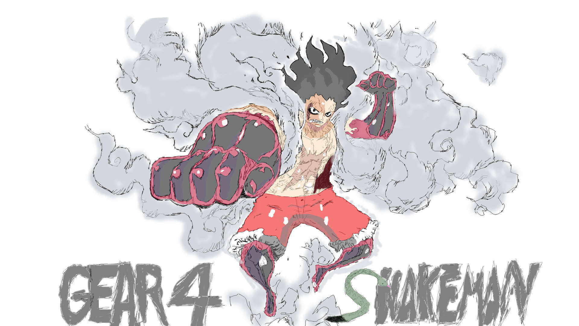 Luffy Gear 4 Slangman Muurpapier