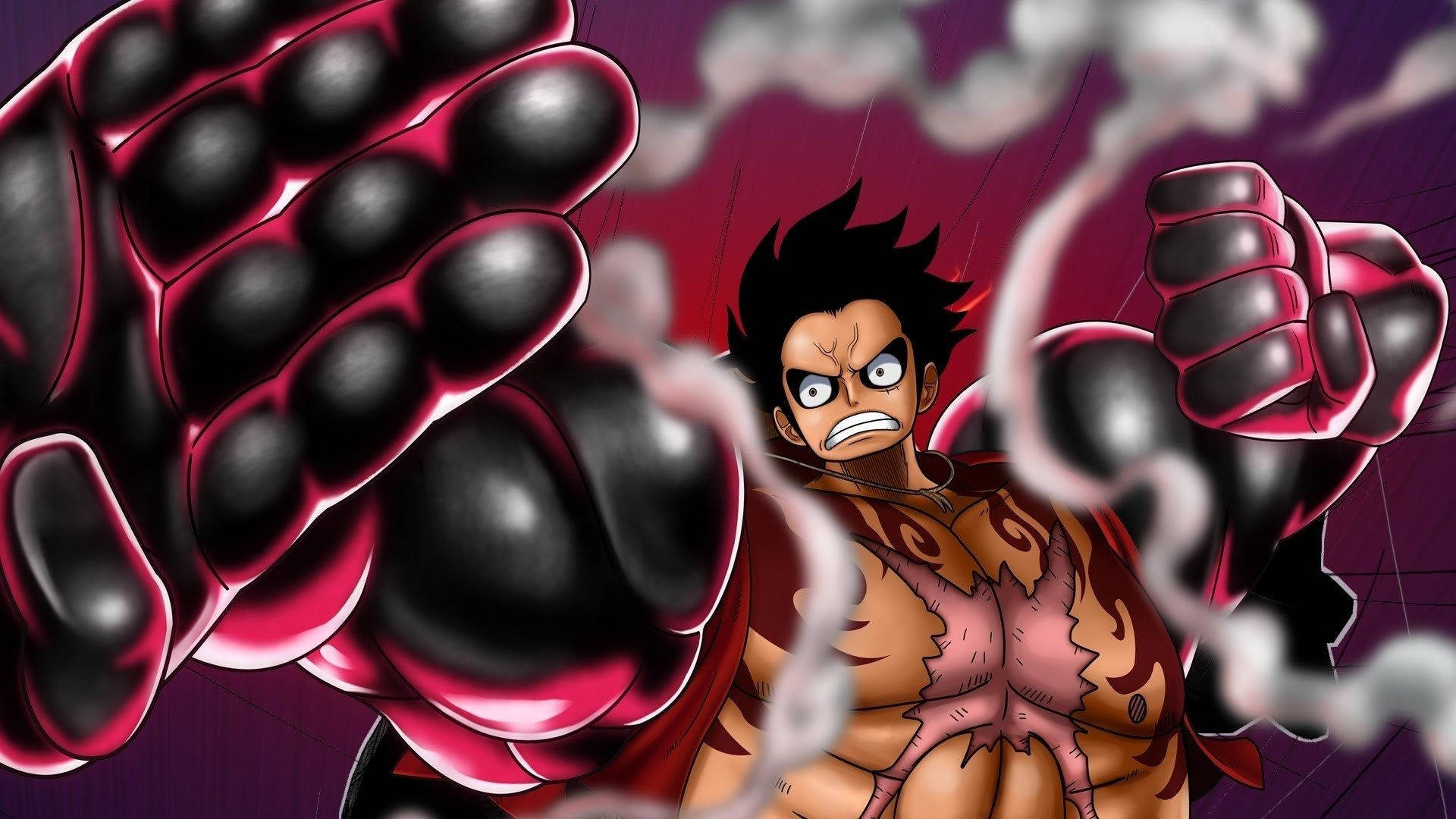 Luffy Gear 4 Swart Vuis Muurpapier