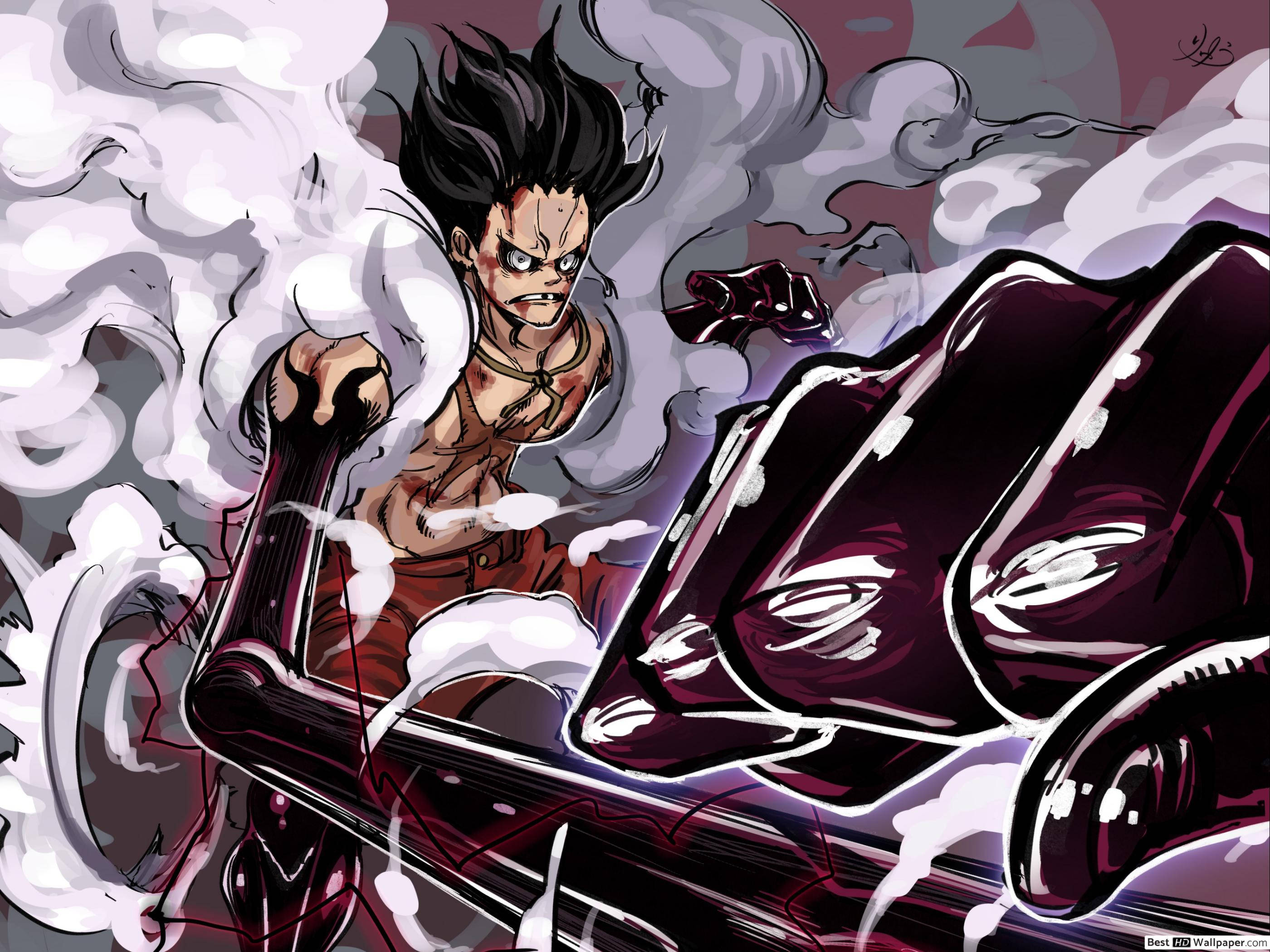 Luffy Gear 4 Uitgeput Muurpapier