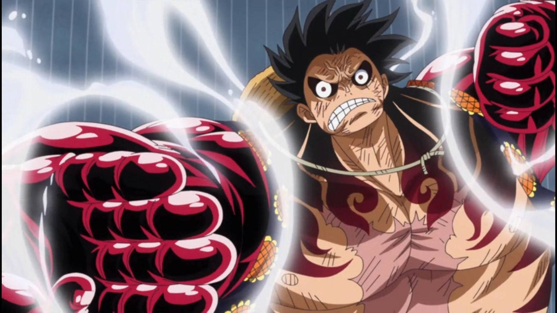 Luffy Gear 4 Vervormde Gesig Muurpapier