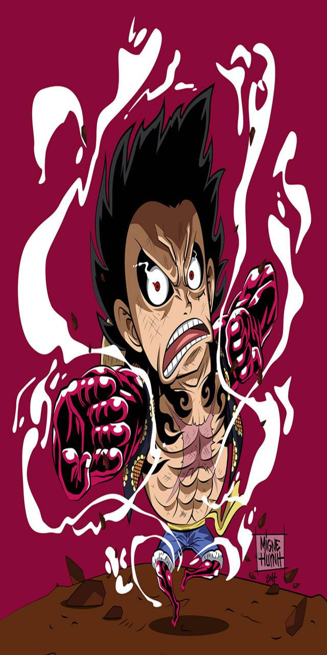 Luffy Gear 4 Verwringde Kuns Muurpapier