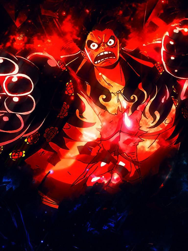 Luffy Gear 4 Vlamme Muurpapier