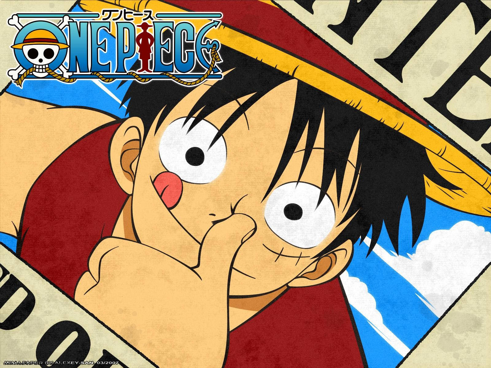 Luffy Gesoekte Plakkaat One Piece Werkskerm Muurpapier