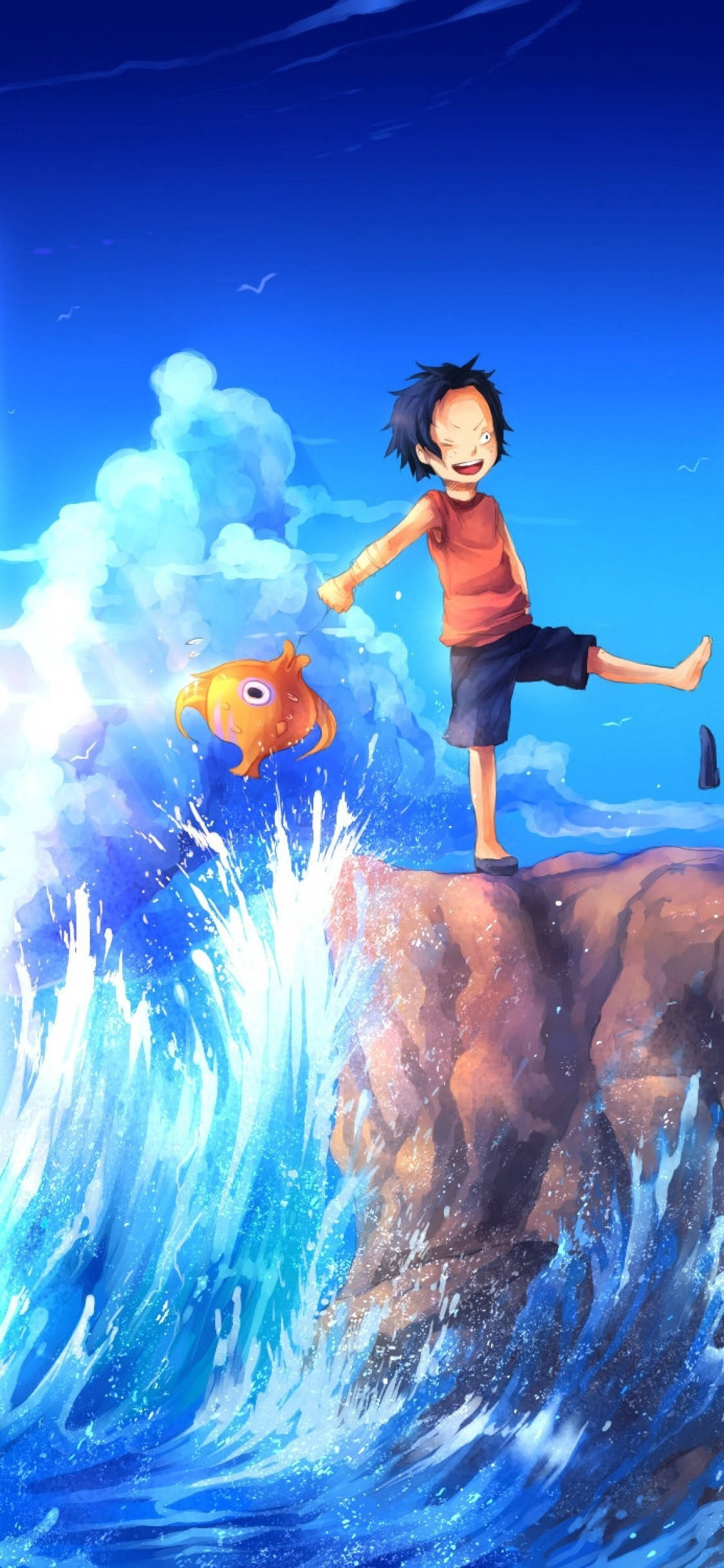 Luffy in die Oseaan One Piece iPhone Muurpapier