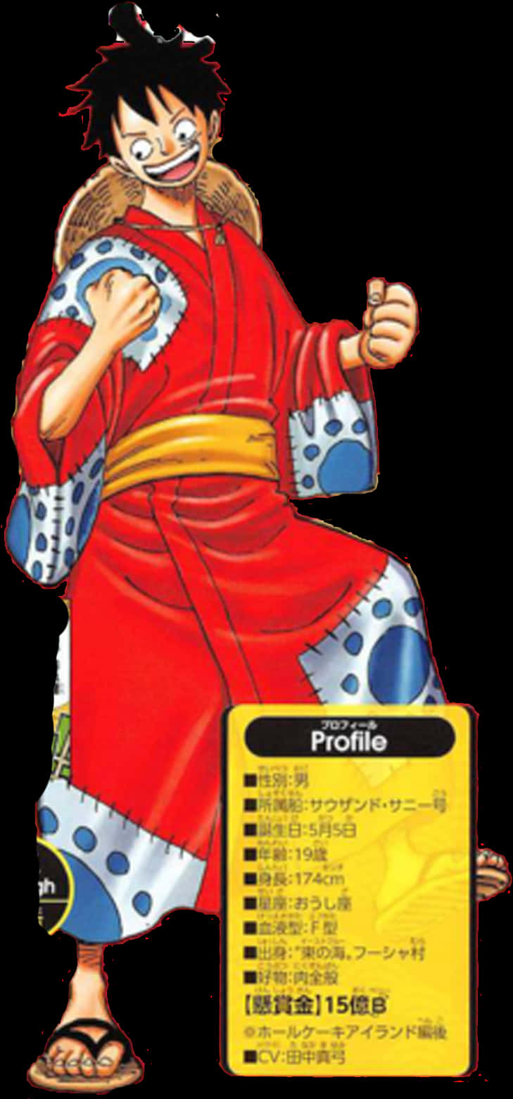 Luffy in Tradisionele Rooi Kleding Muurpapier