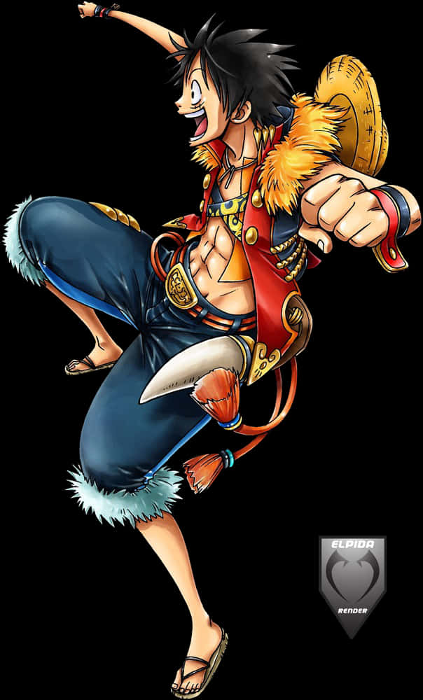 Luffy_ One_ Piece_ Geanimeerde_ Karakter Muurpapier