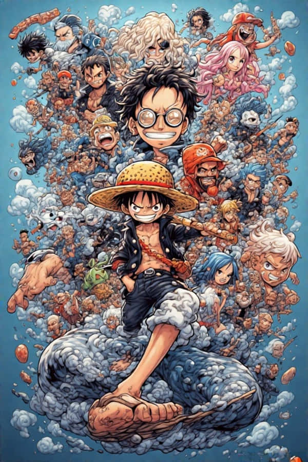 Luffy op die Vaarwel-Merry Sonsondergang Anime Muurpapier