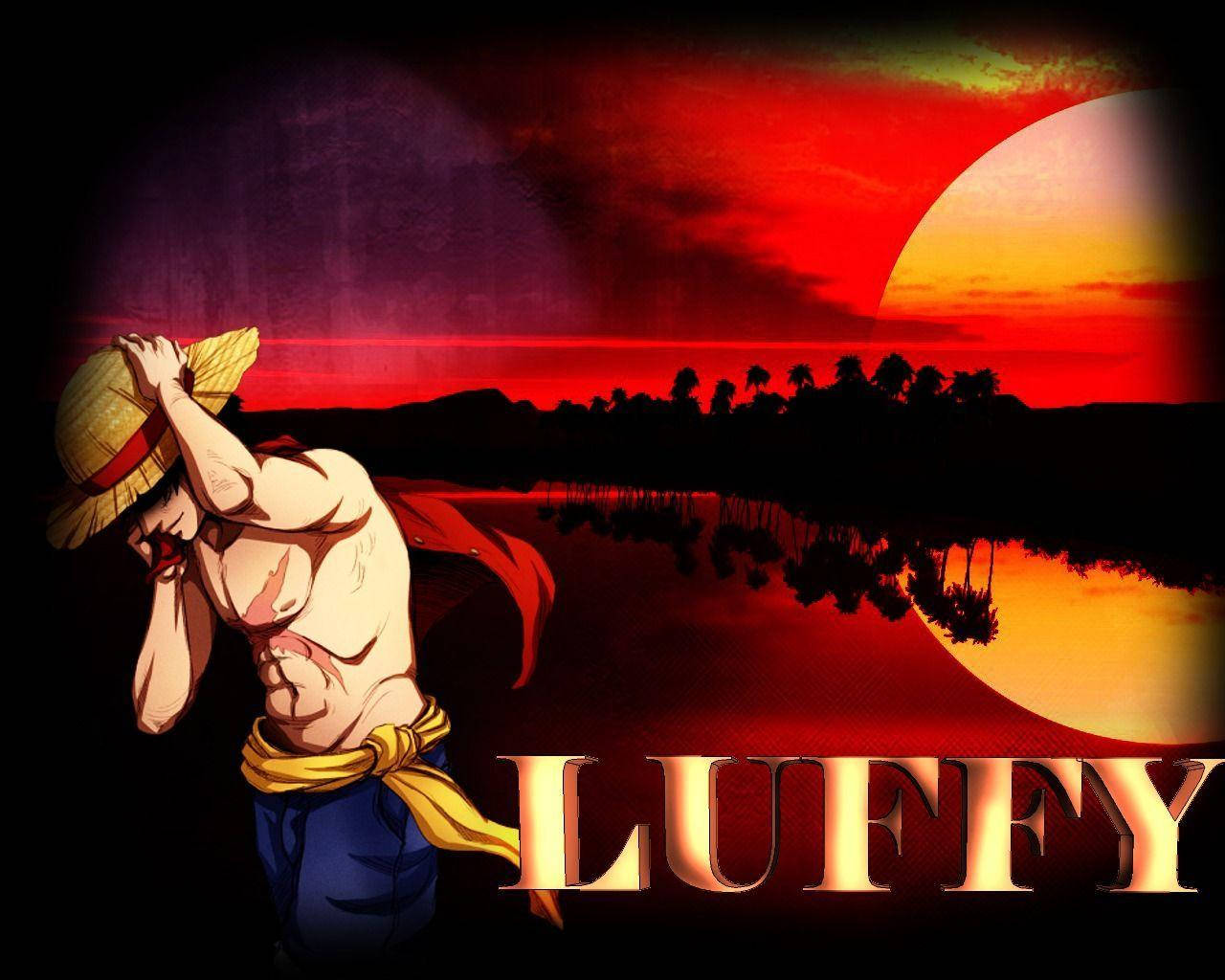 Luffy Rooi Lug Plakkaat Muurpapier
