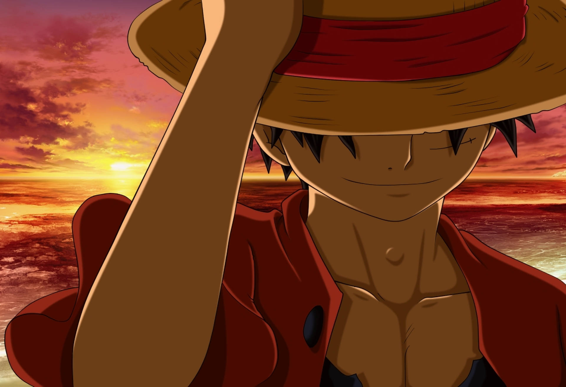 Luffy Skaam Seerower Muurpapier