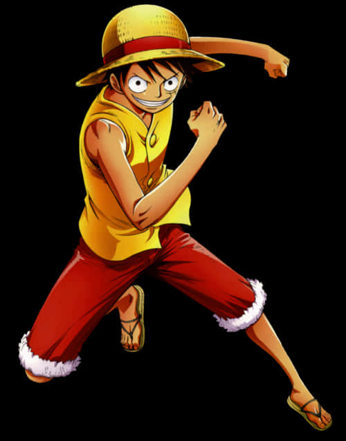 Luffy Strooihoed Seerower Houding Muurpapier