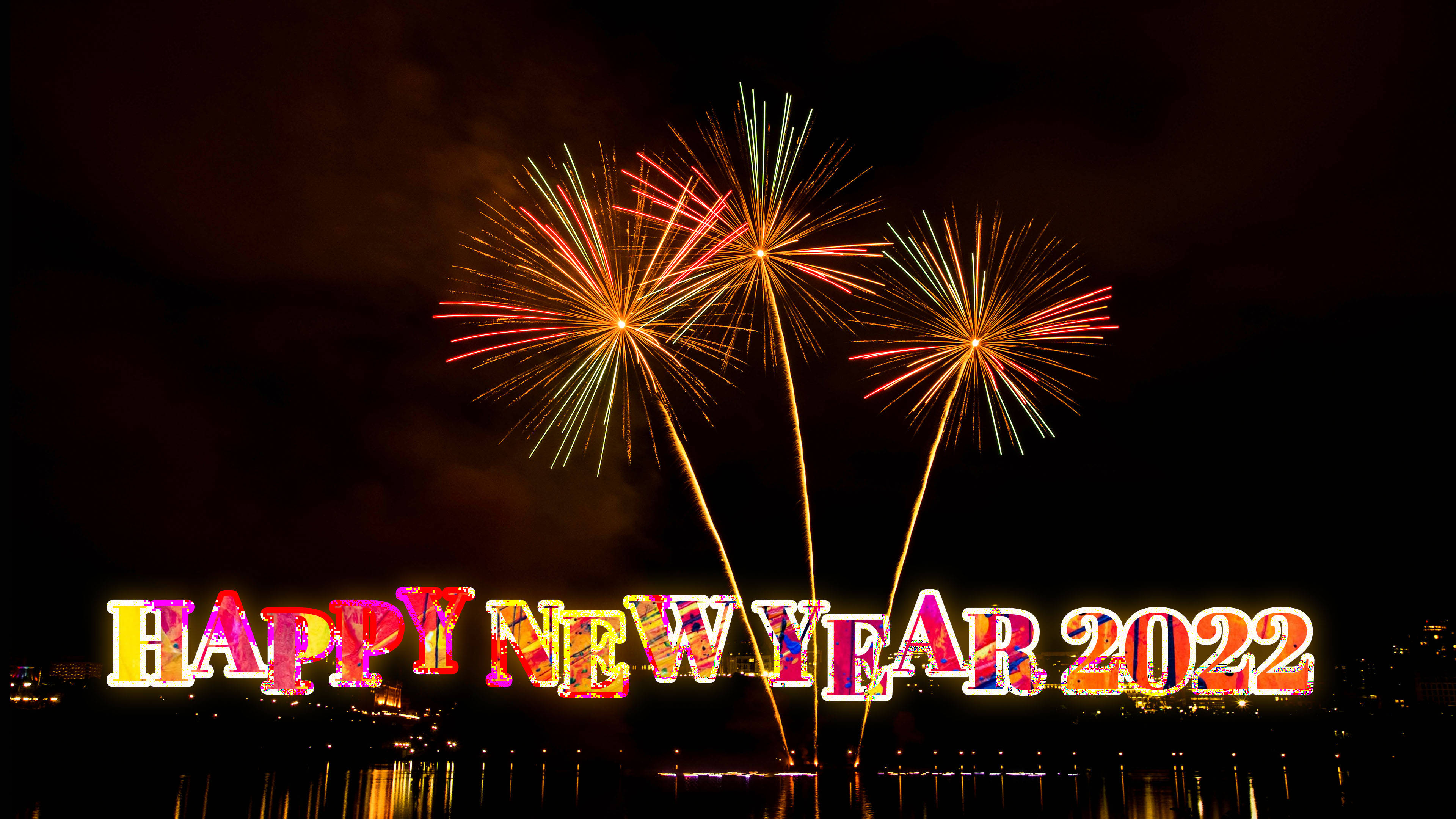 Lui die Nuwe Jaar 2022 in met Feesvuurwerk Muurpapier