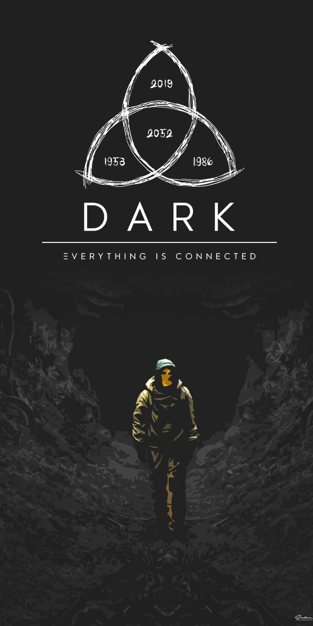 Lusvormige Simbool van Dark Netflix Oorspronklike Reeks Muurpapier