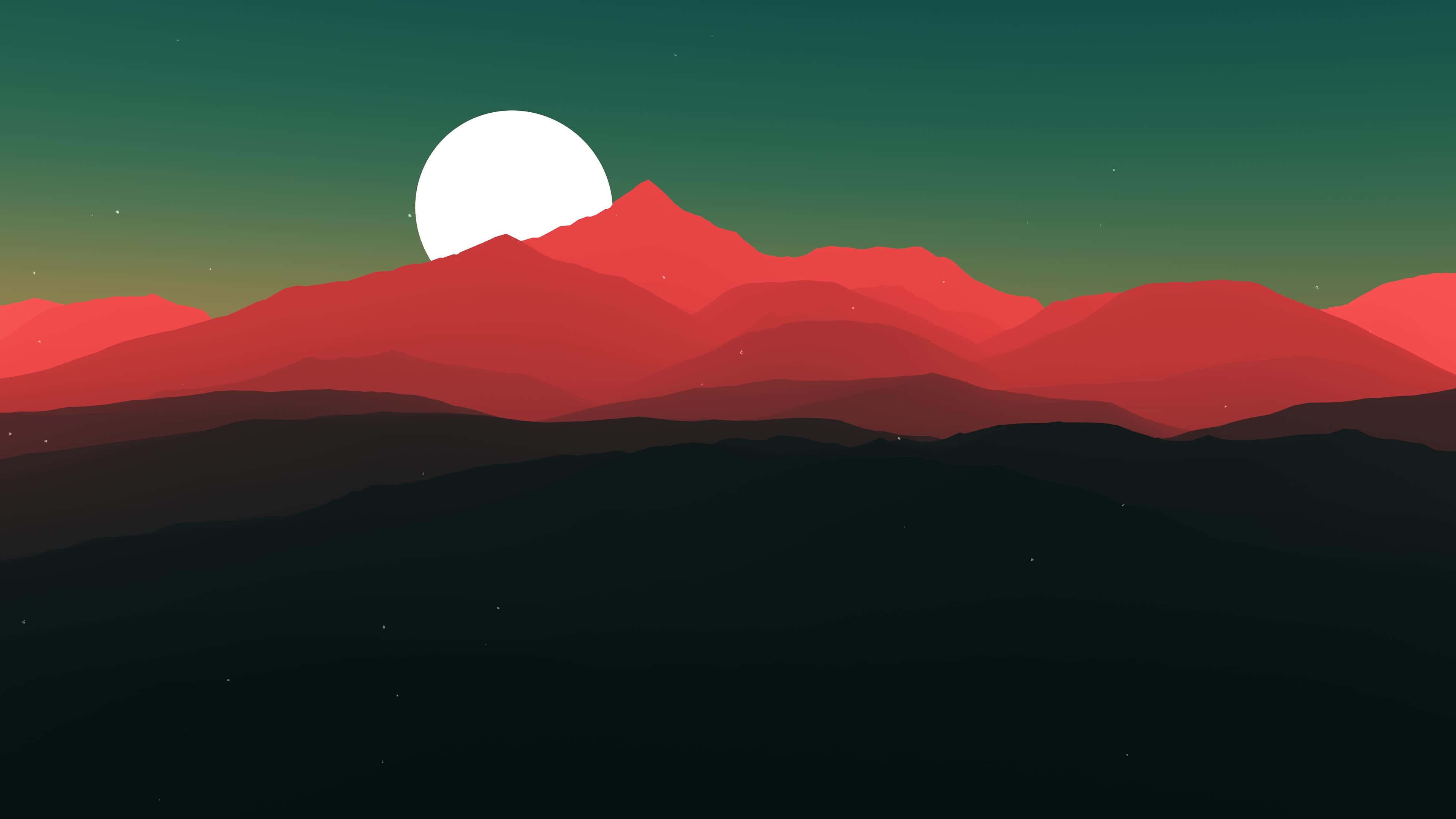 Maag en Berg Vektorkuns 4K Agtergrond Muurpapier